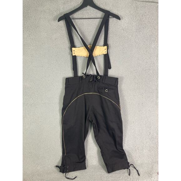 Men's Black Bavarian Lederhosen Jeans Suspenders Pants Sz 46 XS German - Picture 4 of 17